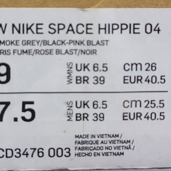 Nike Space Hippie 04 W9/M7.5 Smoke Grey/Pink CD3476-003 w/ Box Sneakers - Picture 3 of 16